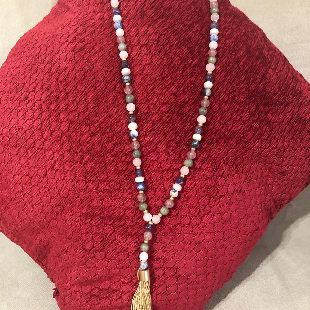Beaded necklace with tassel